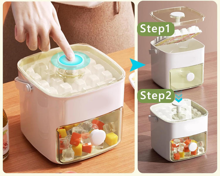 One Press Ice Cube Maker with Lid & Silicone Mold – Easy, Mess-Free Ice Every Time!
