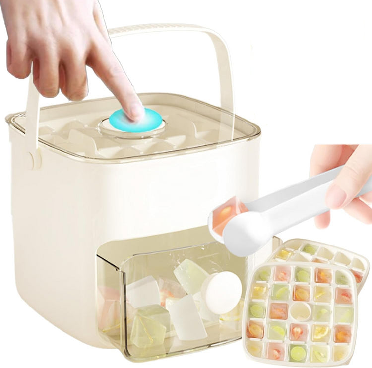 One Press Ice Cube Maker with Lid & Silicone Mold – Easy, Mess-Free Ice Every Time!
