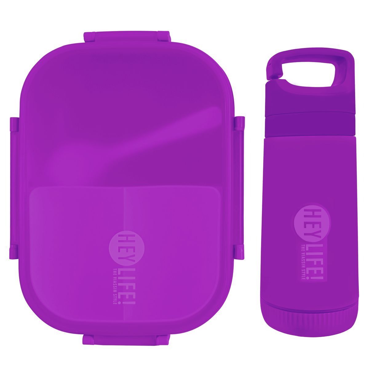HEY LIFE! Lunch Box & Bottle Set – Vibrant Purple