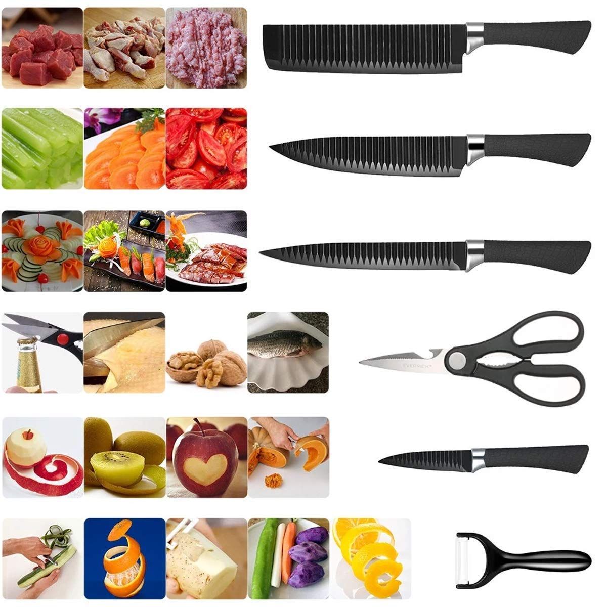 6-Piece Corrugated Kitchen Knife Set – Versatile, Sharp & Stylish for Everyday Cooking