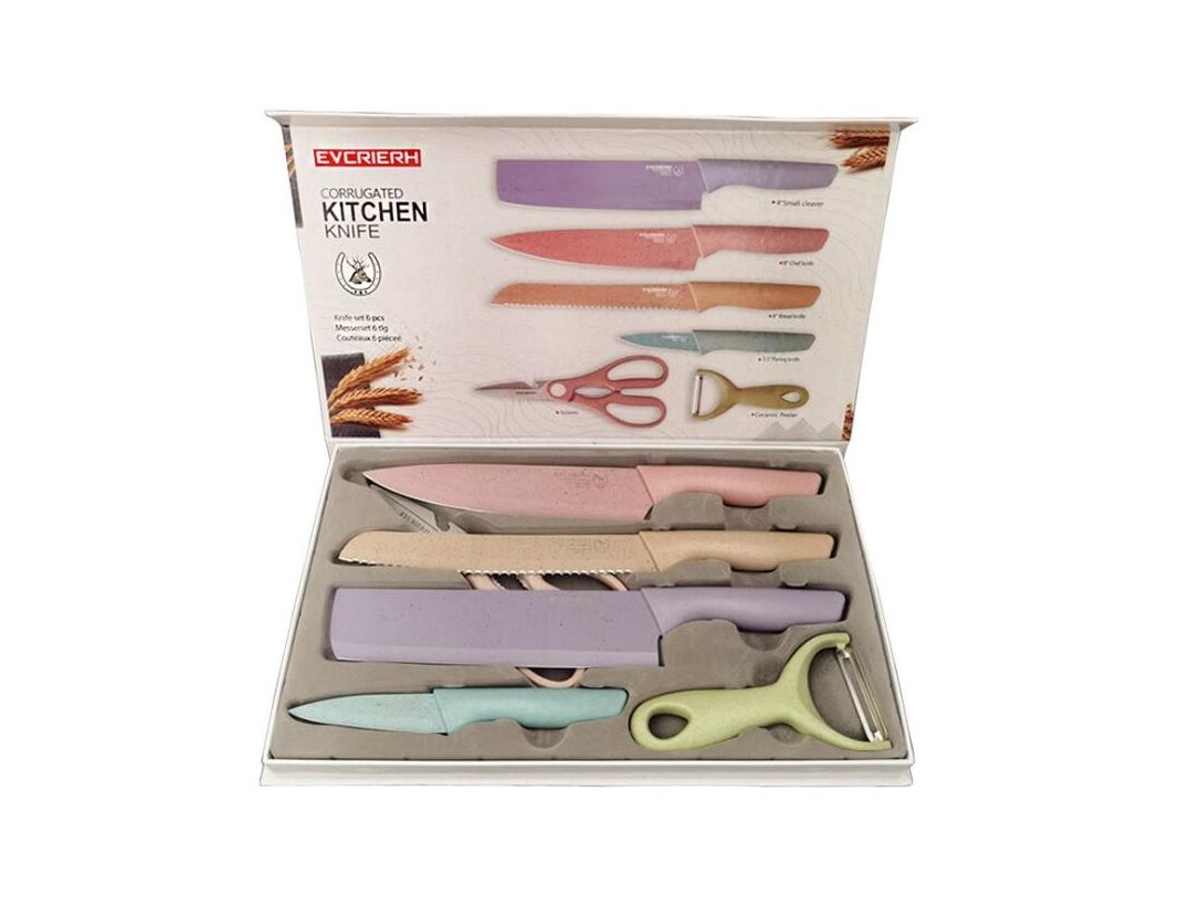 6-Piece Corrugated Kitchen Knife Set – Versatile, Sharp & Stylish for Everyday Cooking