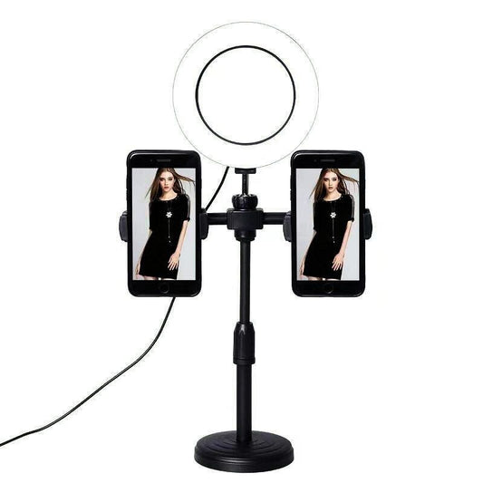Universal 6-Inch Tripod Fill Light Stand – Dual Phone Support for Perfect Lighting & Stability
