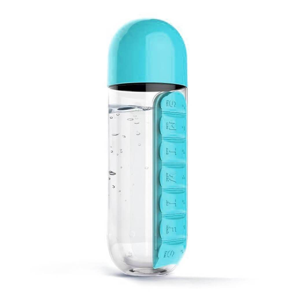 600ml Water Bottle with 7-Day Pill Organizer – Stay Hydrated & Organized On-the-Go!