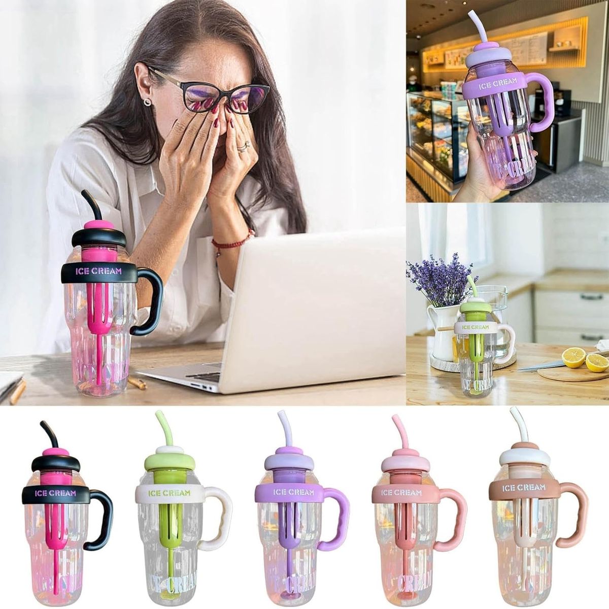 1200ml Reusable Plastic Water Bottle with Handle – Durable & Portable